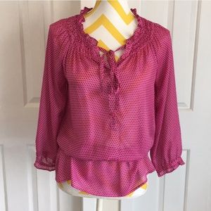 LOFT Pink polka dot blouse